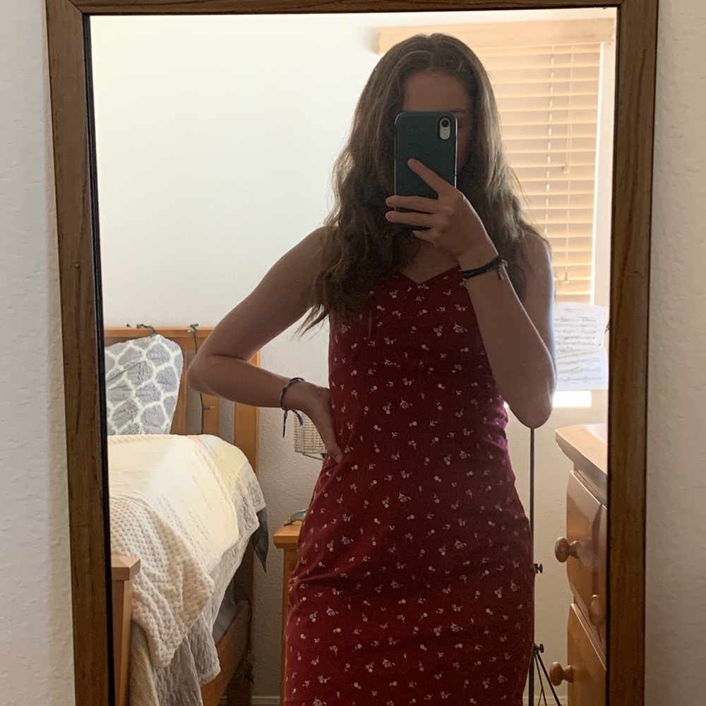 Red and white floral Hollister dress